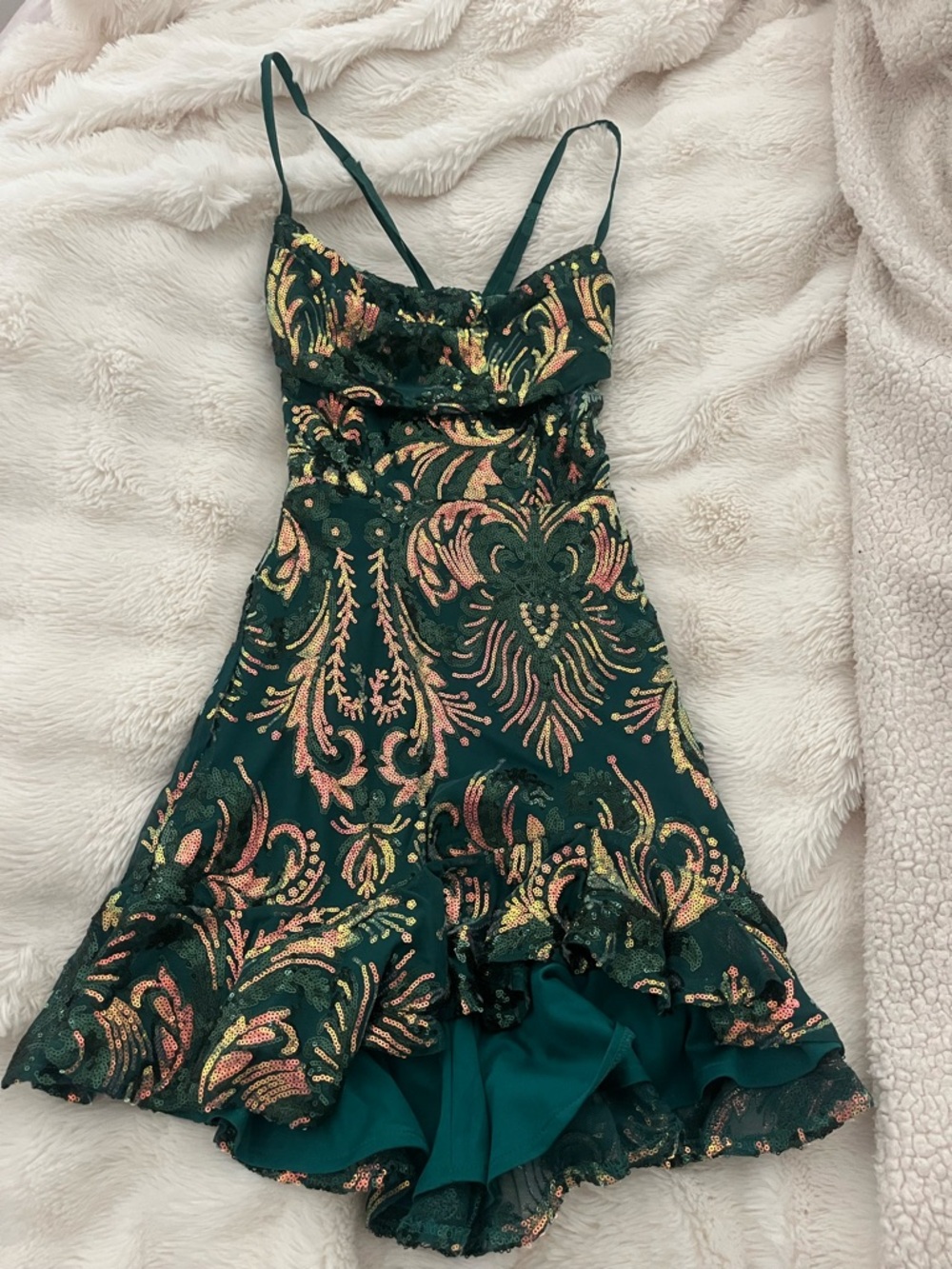 Selfie Leslie Green Sequin Embellished Mini Dress - Worn Once - Like New